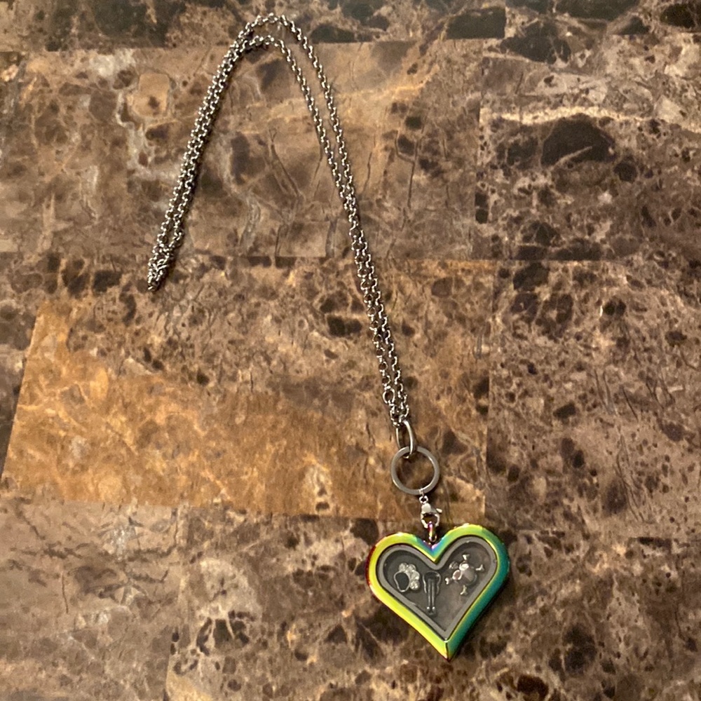 Metallic Heart Charm Necklace